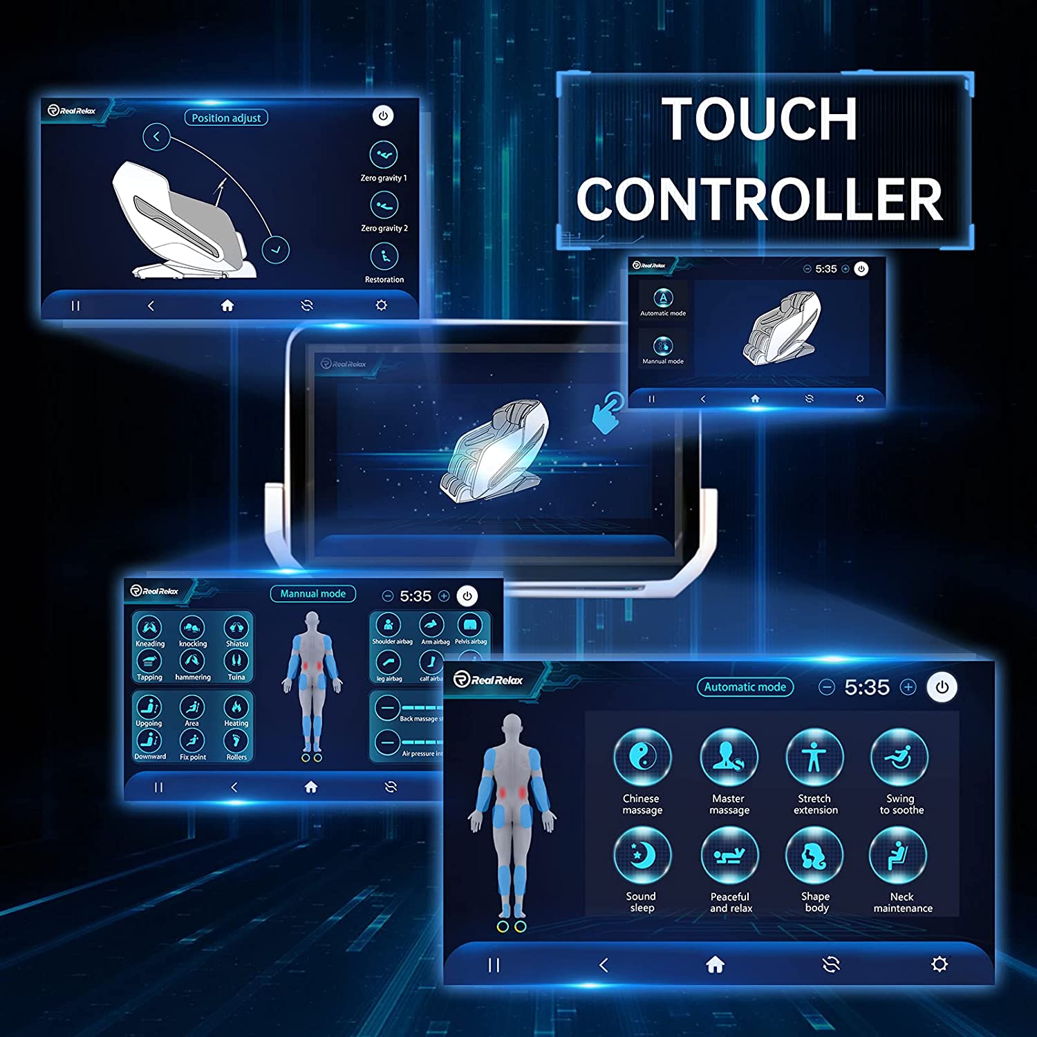 Real Relax Massage Chair Real Relax® PS6000 Massage Chair Black 734598366629