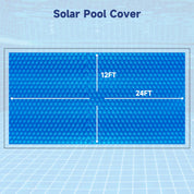 Real Relax Pool Solar Cover, 12 x 24 ft Durable 16 mil Pool Covers for Inground & Above Ground Pools, Solar Pool Heater, Rectangle Solar Blanket with Bubbles, Blue