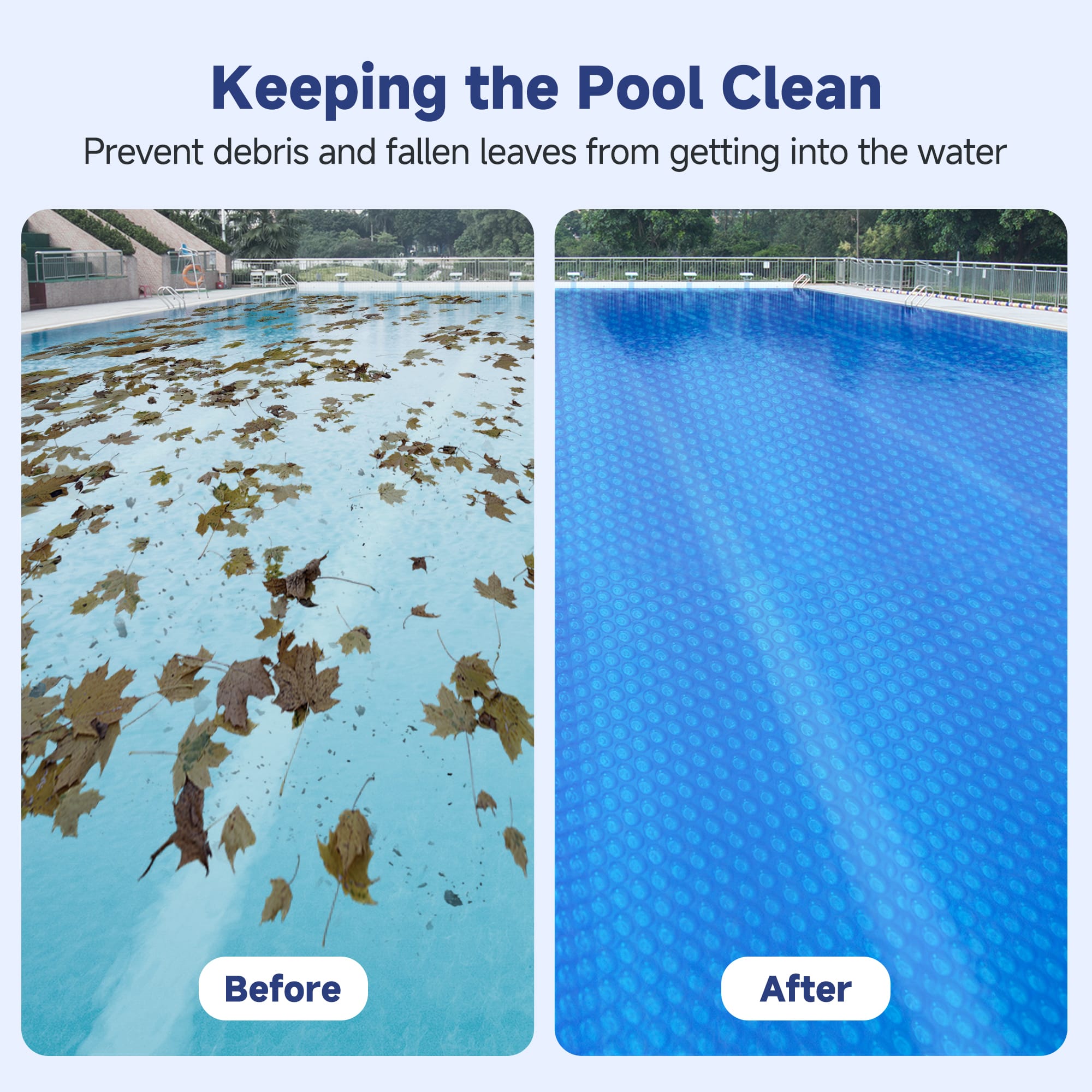 Real Relax Pool Solar Cover, 12 x 24 ft Durable 16 mil Pool Covers for Inground & Above Ground Pools, Solar Pool Heater, Rectangle Solar Blanket with Bubbles, Blue