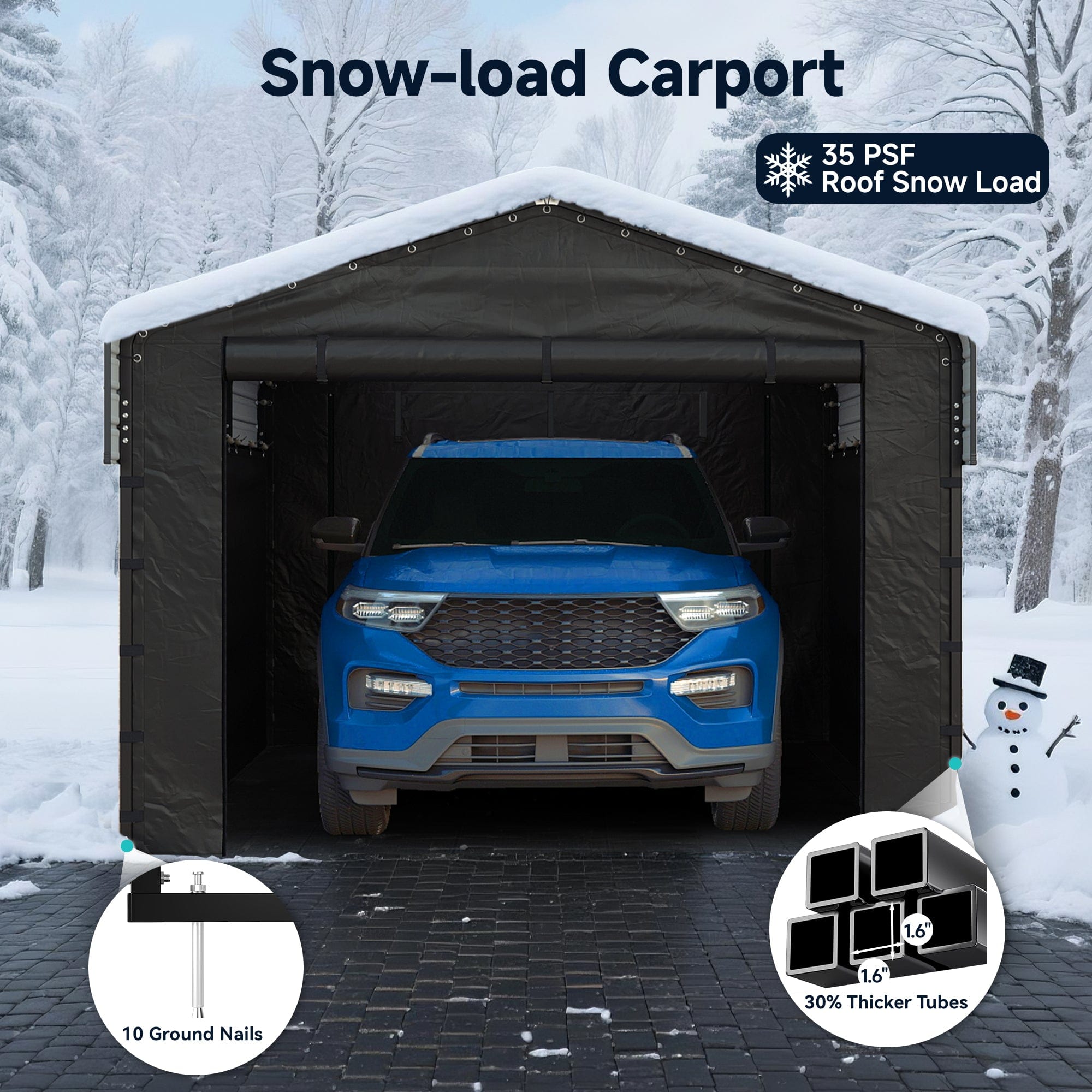 Real Relax 10x15FT Heavy Duty Metal Carport, Outdoor Carport Canopy with Galvanized Steel Roof and Reinforced Base,Removable Sidewalls & Door, Garage Shelter Shade for Cars,Trucks, Boats, Gray
