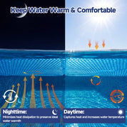Real Relax Pool Solar Cover, 12 x 24 ft Durable 16 mil Pool Covers for Inground & Above Ground Pools, Solar Pool Heater, Rectangle Solar Blanket with Bubbles, Blue
