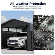 Real Relax 10x15FT Heavy Duty Metal Carport, Outdoor Carport Canopy with Galvanized Steel Roof and Reinforced Base,Removable Sidewalls & Door, Garage Shelter Shade for Cars,Trucks, Boats, Gray