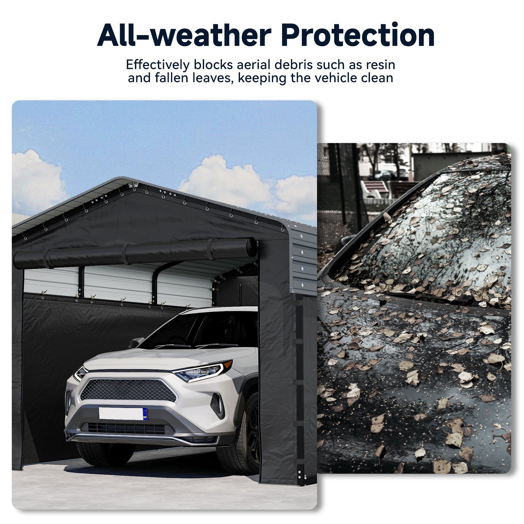 Real Relax 10x15FT Heavy Duty Metal Carport, Outdoor Carport Canopy with Galvanized Steel Roof and Reinforced Base,Removable Sidewalls & Door, Garage Shelter Shade for Cars,Trucks, Boats, Gray
