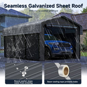 Real Relax 10x15FT Heavy Duty Metal Carport, Outdoor Carport Canopy with Galvanized Steel Roof and Reinforced Base,Removable Sidewalls & Door, Garage Shelter Shade for Cars,Trucks, Boats, Gray