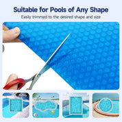 Real Relax Pool Solar Cover, 12 x 24 ft Durable 16 mil Pool Covers for Inground & Above Ground Pools, Solar Pool Heater, Rectangle Solar Blanket with Bubbles, Blue