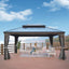 Real Relax Outdoor Double Galvanized Steel Roof Hardtop Gazebo Canopy with Curtains and Netting Gray