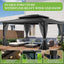 Real Relax Outdoor Double Galvanized Steel Roof Hardtop Gazebo Canopy with Curtains and Netting Gray