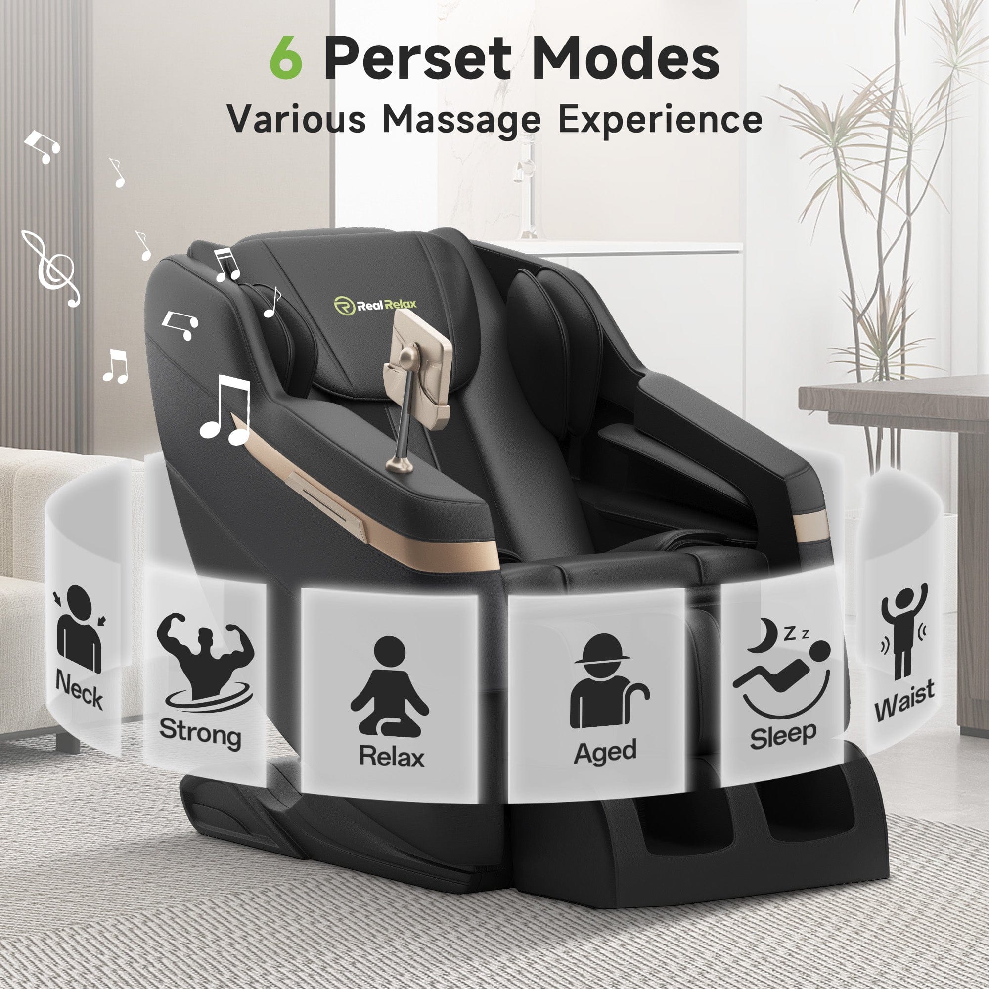 Real Relax Real Relax 2025 Full Body Massage Chair, Zero Gravity Shiatsu Massage Chair Recliner, Foot Massage, Bluetooth, Large Control Screen  black