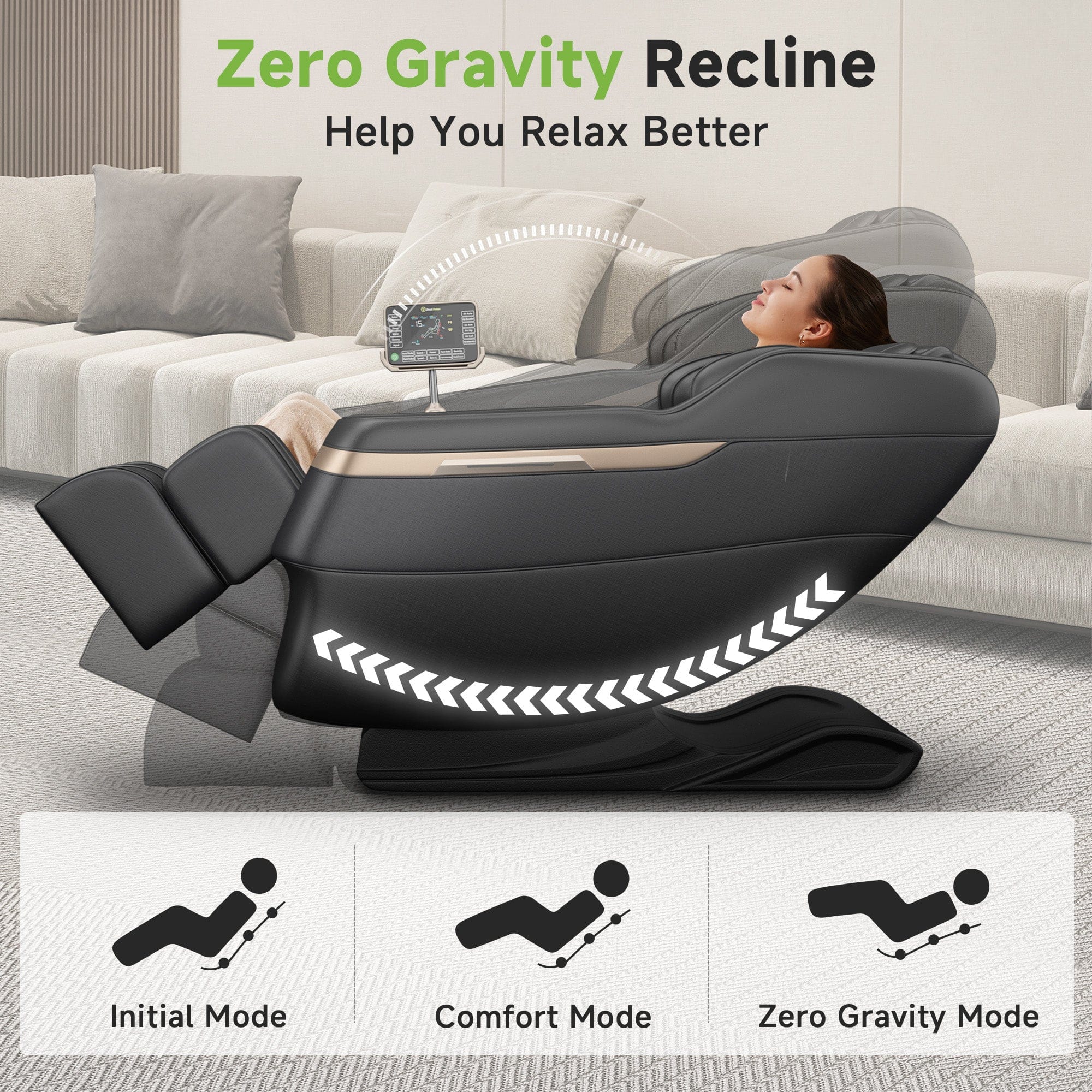 Real Relax Real Relax 2025 Full Body Massage Chair, Zero Gravity Shiatsu Massage Chair Recliner, Foot Massage, Bluetooth, Large Control Screen  black