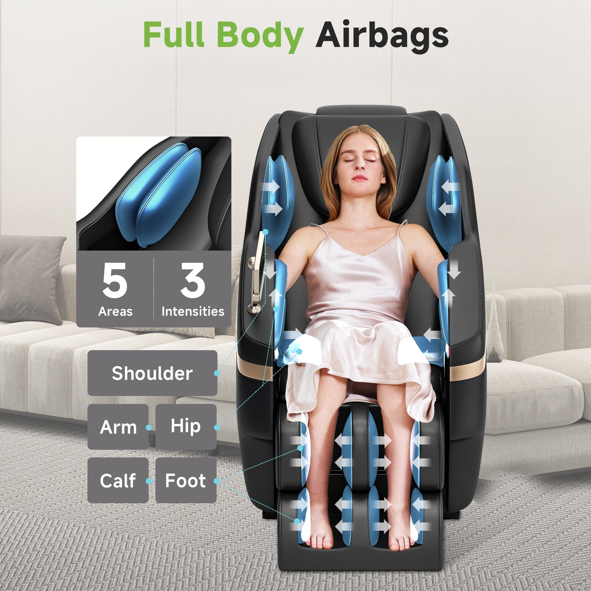 Real Relax Real Relax 2025 Full Body Massage Chair, Zero Gravity Shiatsu Massage Chair Recliner, Foot Massage, Bluetooth, Large Control Screen  black