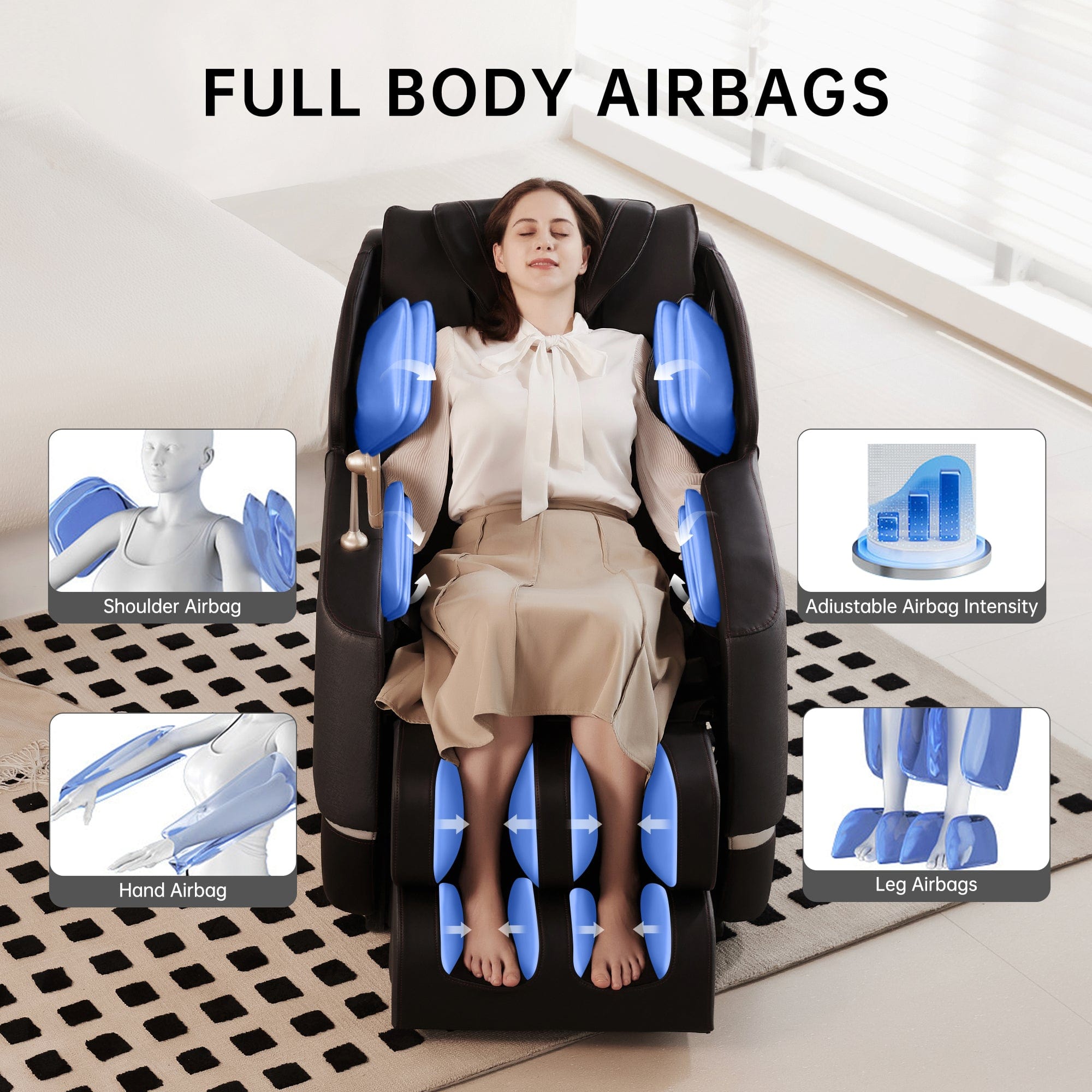 Real Relax Massage Chair Real Relax Full Body Zero Gravity Shiatsu Recliner Electric Massage Chair, Black