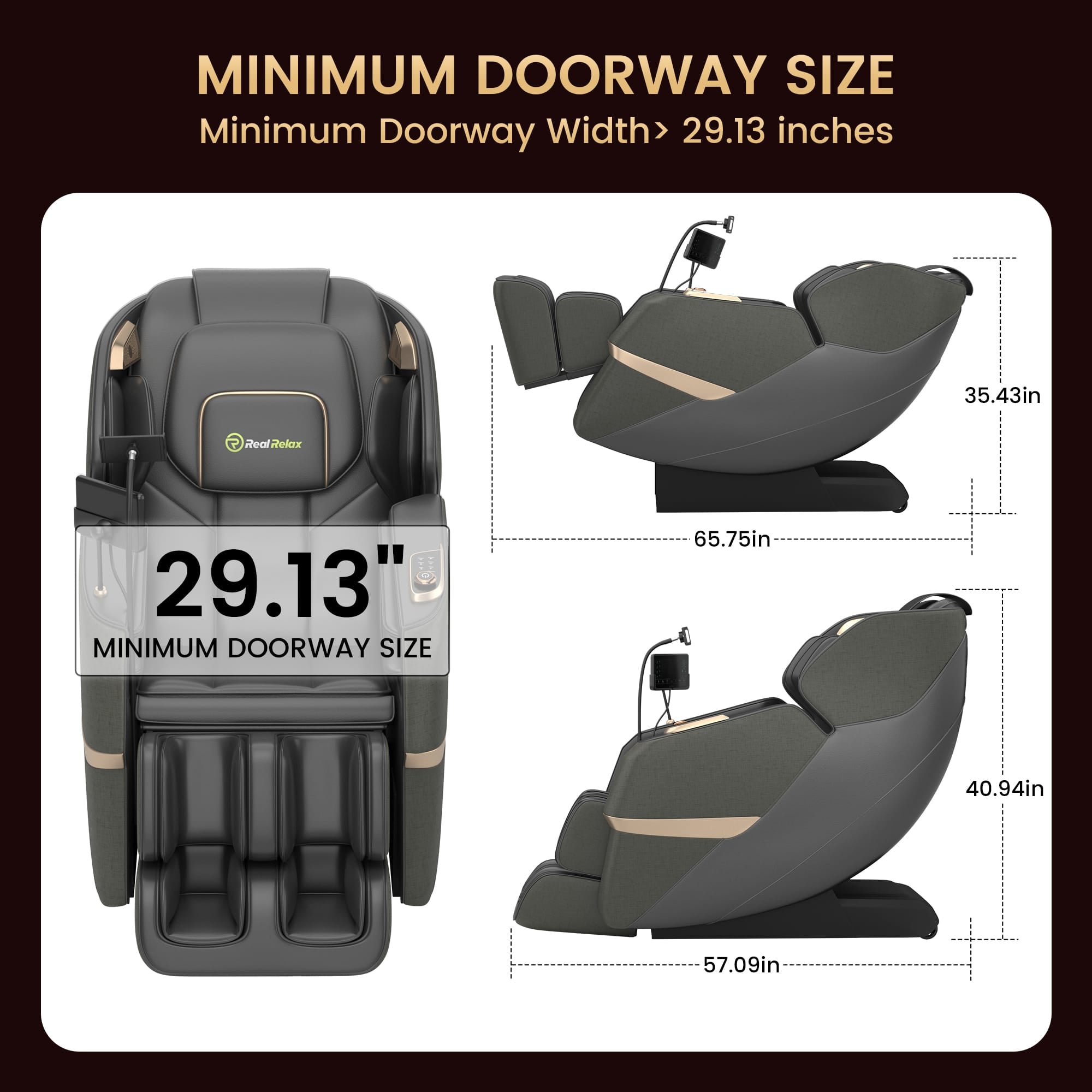 Real Relax Massage Chair Real Relax 3D Massage Chair, Full Body Zero Gravity Recliner with SL Track, Yoga Stretching, Foot Rollers, Bluetooth, Heating