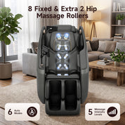 Real Relax Massage Chair Real Relax Electric Massage Chair, Zero Gravity Full Body Massage Recliner Chair with 10 Fixed Rollers, Touch Screen Controller