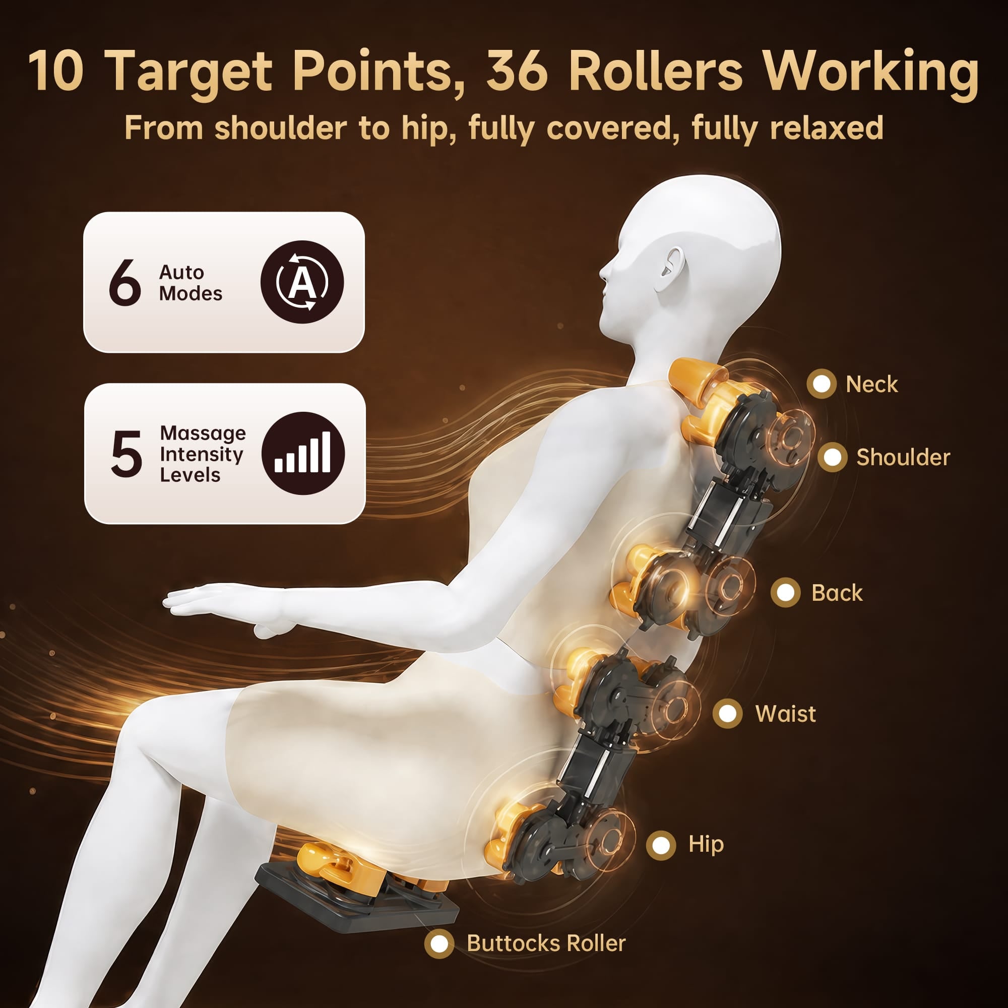 Real Relax Massage Chair Real Relax Electric Massage Chair, Zero Gravity Full Body Massage Recliner Chair with 10 Fixed Rollers, Touch Screen Controller