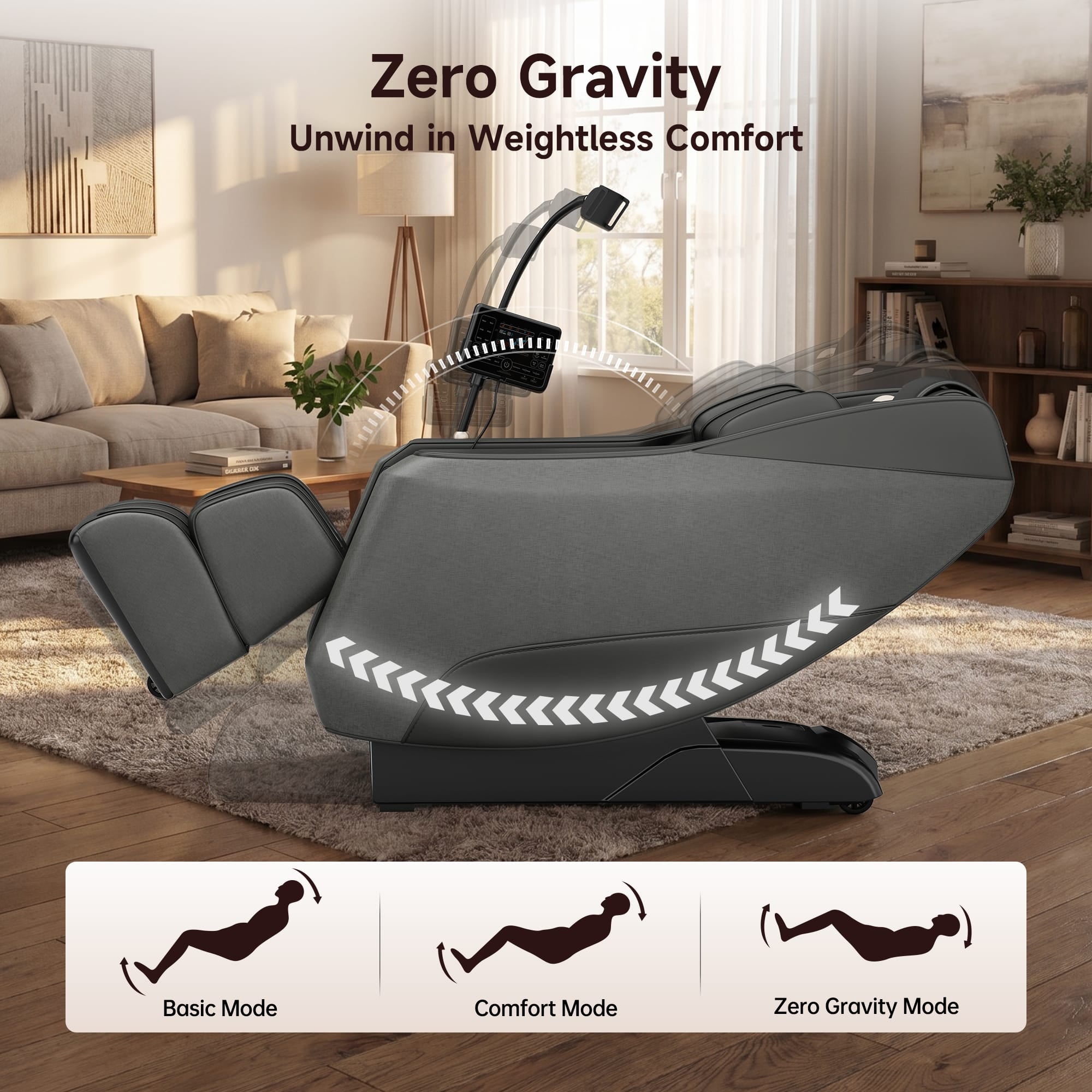 Real Relax Massage Chair Real Relax Electric Massage Chair, Zero Gravity Full Body Massage Recliner Chair with 10 Fixed Rollers, Touch Screen Controller