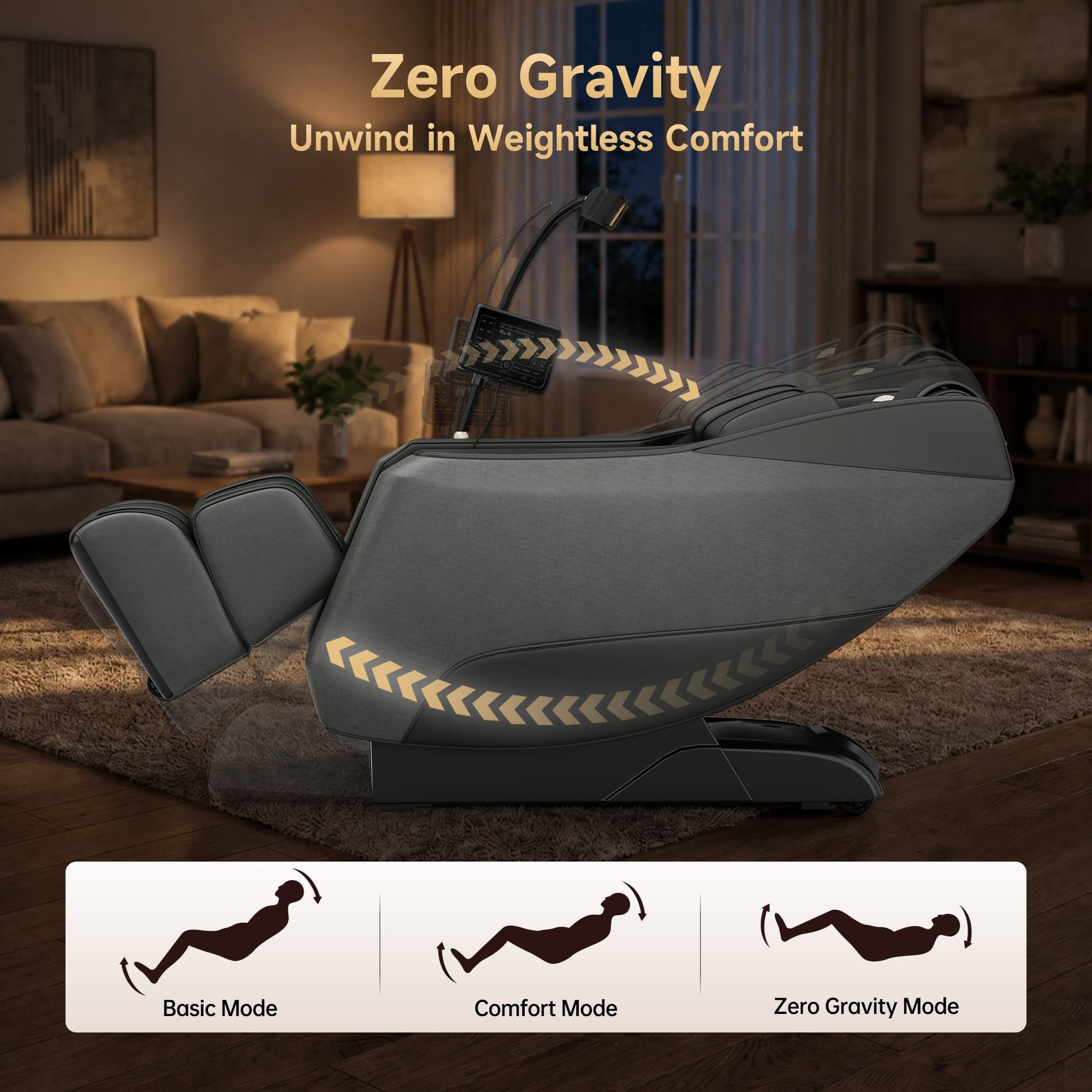 Real Relax Massage Chair Real Relax Electric Massage Chair, Zero Gravity Full Body Massage Recliner Chair with 10 Fixed Rollers, Touch Screen Controller