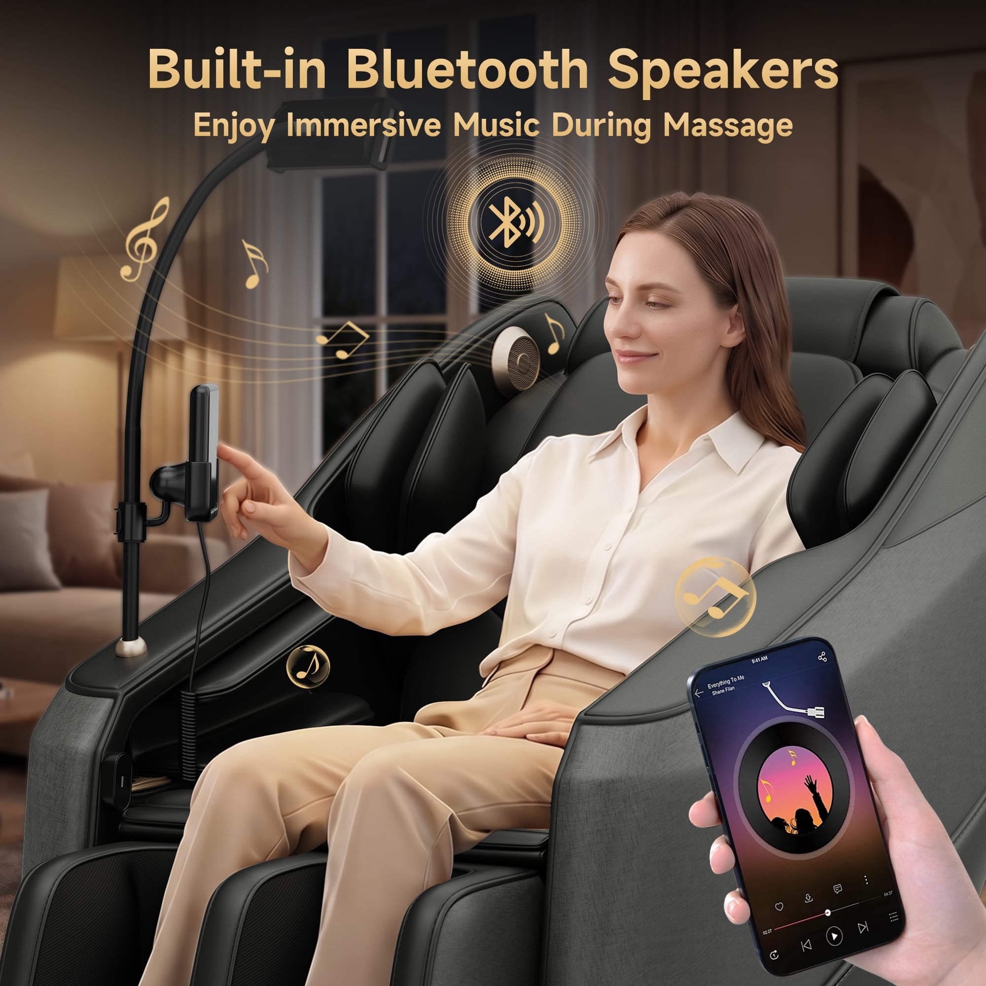 Real Relax Massage Chair Real Relax Electric Massage Chair, Zero Gravity Full Body Massage Recliner Chair with 10 Fixed Rollers, Touch Screen Controller