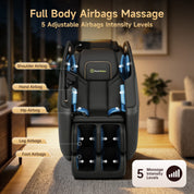 Real Relax Massage Chair Real Relax Electric Massage Chair, Zero Gravity Full Body Massage Recliner Chair with 10 Fixed Rollers, Touch Screen Controller