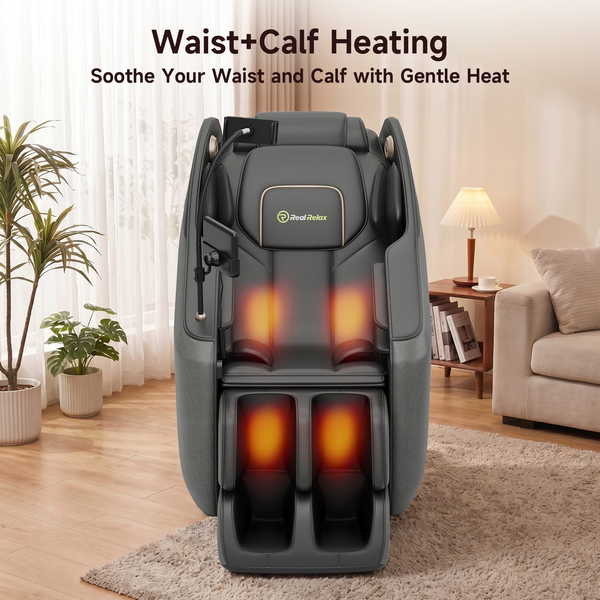 Real Relax Massage Chair Real Relax Electric Massage Chair, Zero Gravity Full Body Massage Recliner Chair with 10 Fixed Rollers, Touch Screen Controller