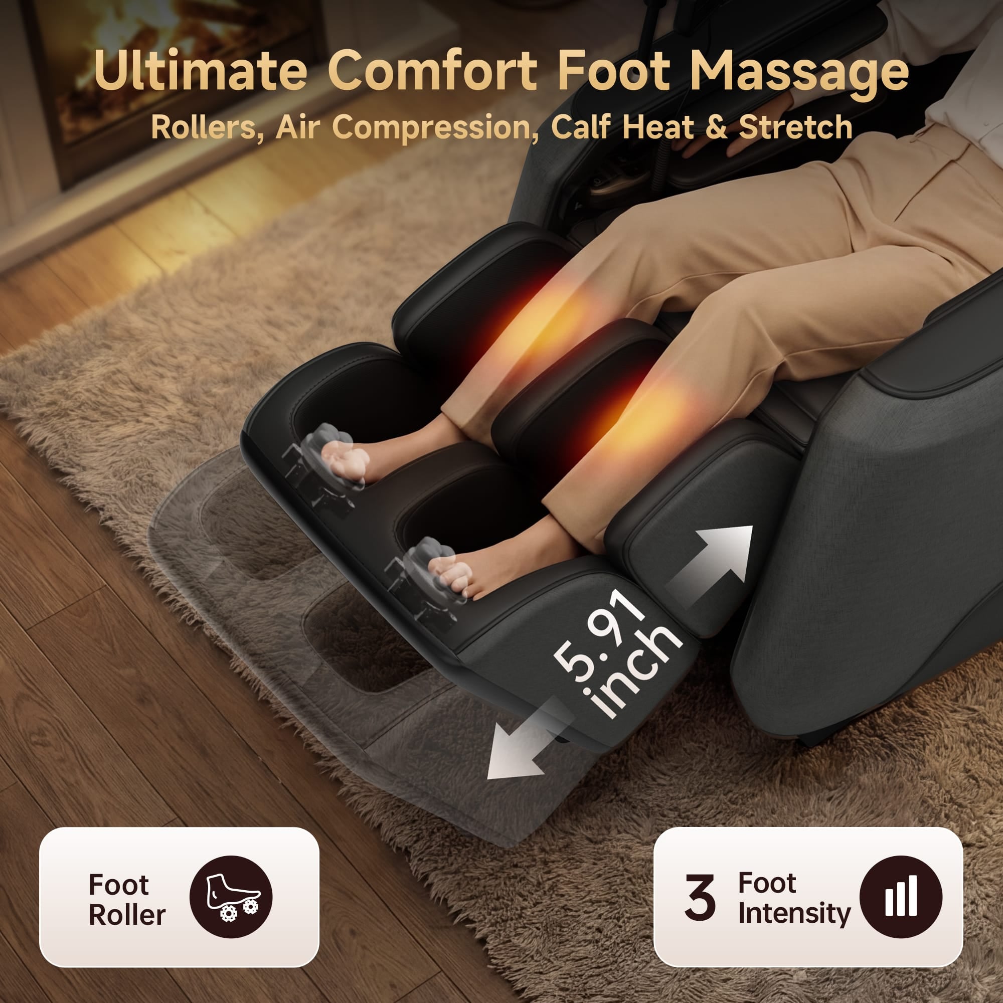 Real Relax Massage Chair Real Relax Electric Massage Chair, Zero Gravity Full Body Massage Recliner Chair with 10 Fixed Rollers, Touch Screen Controller