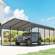 Real Relax 12'x20' Heavy Duty Metal Carport, Outdoor Garage Car Shelter Shade with Heavier Frame, Galvanized Roof for Car and Boats, Grey