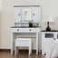 Real Relax Farmhouse Vanity Desk with Charging Station, Mirror & Light, 32 in Desktop, 3 Lighting Modes, Brightness Adjustable, Large Storage Space, Stool Inclusive, White