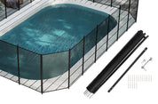 Real Relax 4×48FT Pool Fence, 350gsm Teslin Mesh Pool Safety Fence, Black