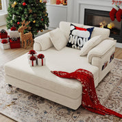 Real Relax Real Relax Chaise Lounge Chair Indoor, 58'' Oversized Comfy Upholstered Lounge Sofa Bed with Wooden and Iron Frame, Cozy Sleeper Couch for Living Room, Game Room, Apartment, Corduroy, Beige