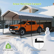 Real Relax 12'x20' Heavy Duty Metal Carport, Outdoor Garage Car Shelter Shade with Heavier Frame, Galvanized Roof for Car and Boats, Grey