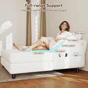 Real Relax Real Relax Chaise Lounge Chair Indoor, 58'' Oversized Comfy Upholstered Lounge Sofa Bed with Wooden and Iron Frame, Cozy Sleeper Couch for Living Room, Game Room, Apartment, Corduroy, Beige