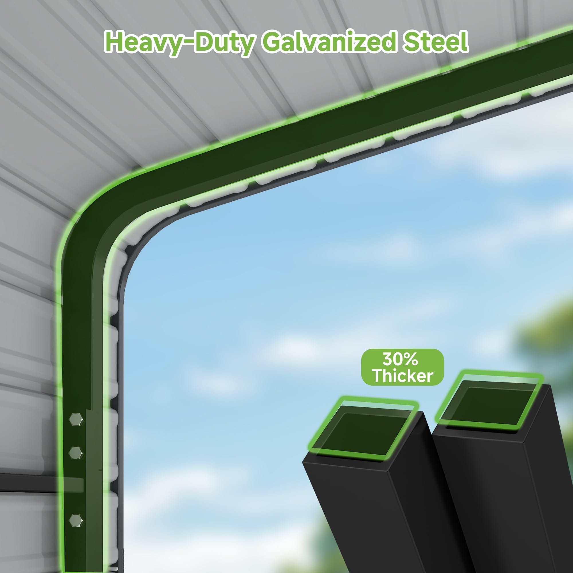 Real Relax 12'x20' Heavy Duty Metal Carport, Outdoor Garage Car Shelter Shade with Heavier Frame, Galvanized Roof for Car and Boats, Grey