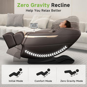 Real Relax Real Relax 2025 Full Body Massage Chair, Zero Gravity Shiatsu Massage Chair Recliner, Foot Massage, Bluetooth, Large Control Screen (Brown and Gold)