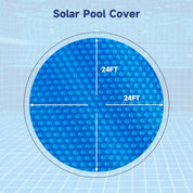 Real Relax Real Relax 16 mil Solar Pool Cover, 24 ft Round Bubble Blanket Heat Trapping Solar Blanket, Durable Material for Inground & Above Ground Swimming Pools, Blue