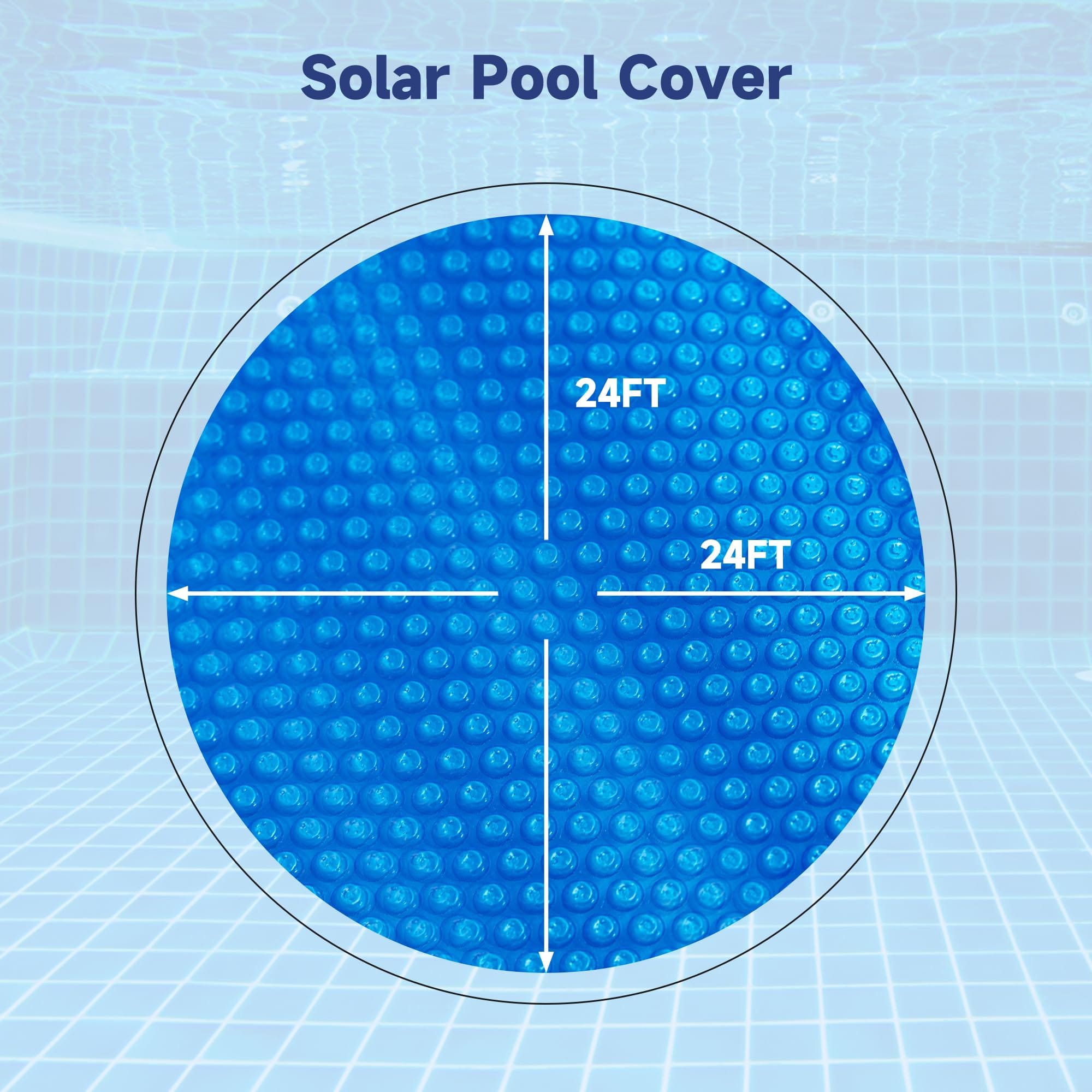 Real Relax Real Relax 16 mil Solar Pool Cover, 24 ft Round Bubble Blanket Heat Trapping Solar Blanket, Durable Material for Inground & Above Ground Swimming Pools, Blue