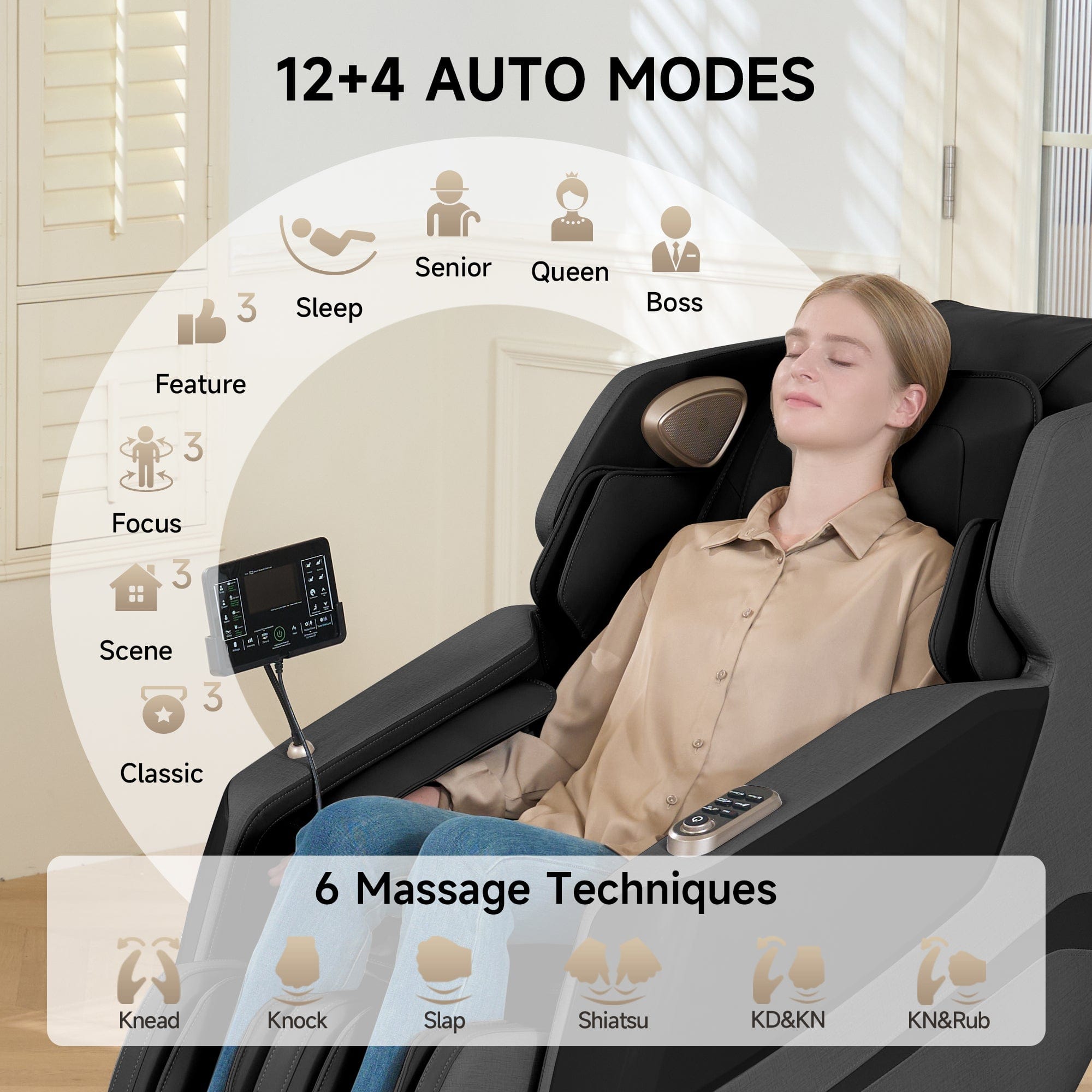 Real Relax Massage Chair Favor-27 3D Massage Chair Black 665878413514
