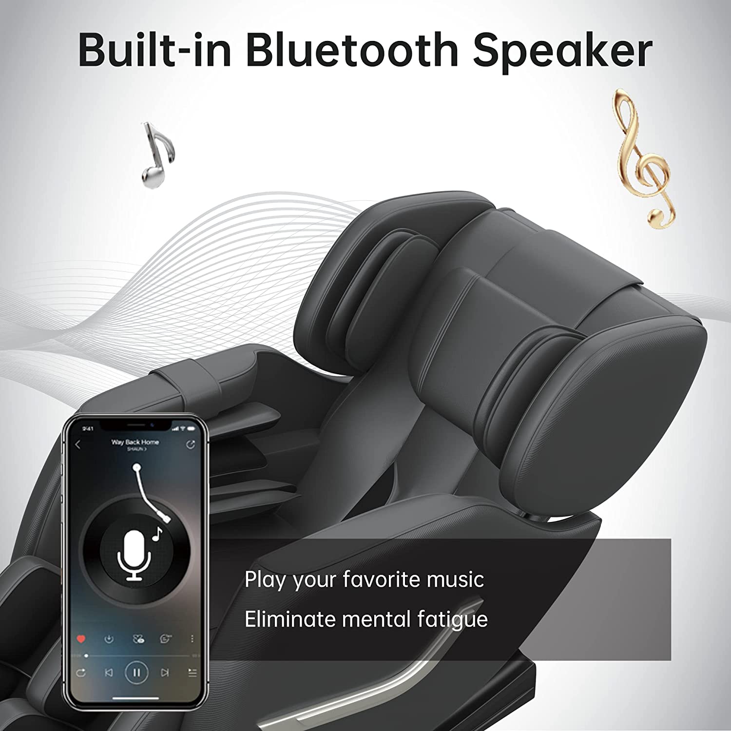 Real Relax Real Relax® SS01 Massage Chair Recliner with Zero Gravity Full Body Air Pressure Bluetooth Heat and Foot Roller