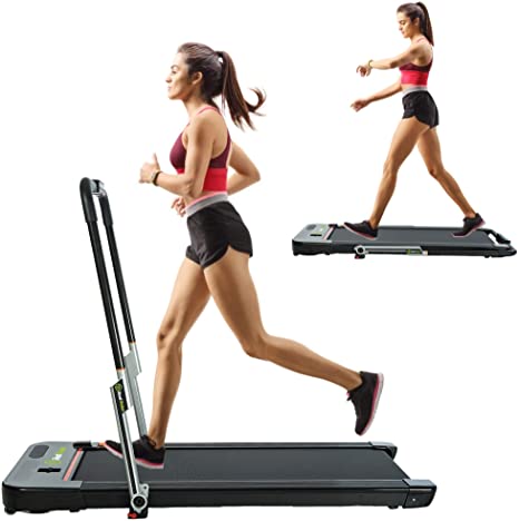 Real Relax Sports&Fitness TT-100A2 2 in 1 Folding Treadmill, Under Desk Pad Machine, 2.25HP Motorized Walking Treadmill with LED Screen, Bluetooth Speaker and Remote Control, Indoor Fitness, for Home Walking & Running