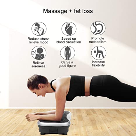 Real Relax Sports&Fitness AM9007 Mini Vibration Plate Exercise Machine Full Whole Body Workout Home Massager and Fitness Platformform Weight Loss & Toning, with Resistance Band，Remote Control and Support 330Ibs