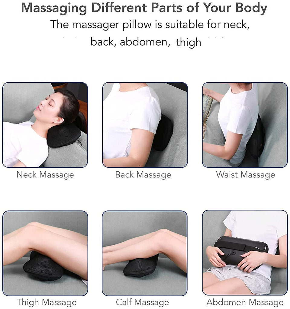 Shiatsu Back Neck and Shoulder Massager with Heat Deep Tissue 3D Kneading  Pillow