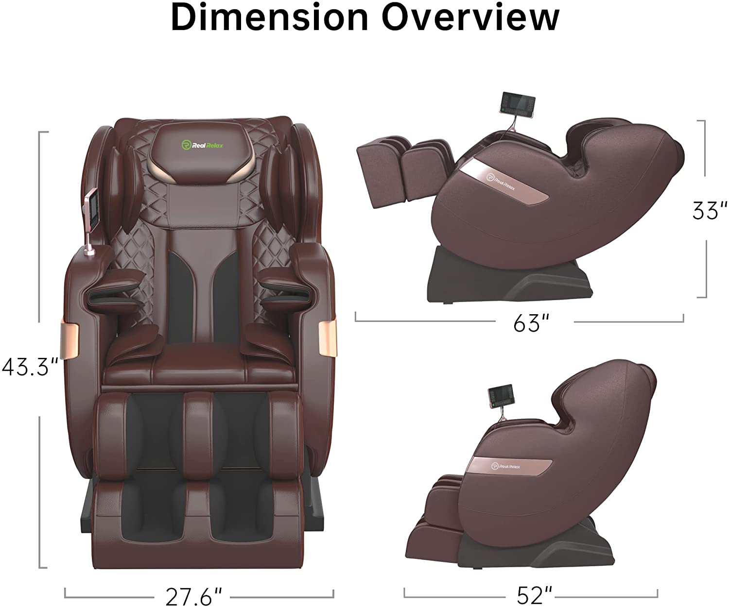 Real Relax Massage Chair Real Relax® 2022 Favor-03 ADV Massage Chair Brown