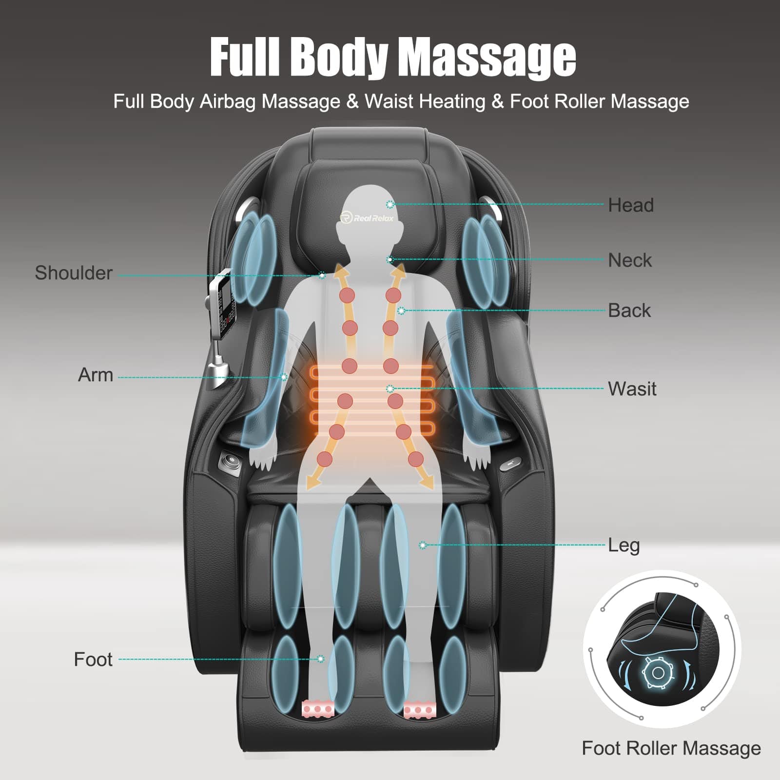Real Relax Massage Chair Favor-06 Massage Chair Black 665878415372