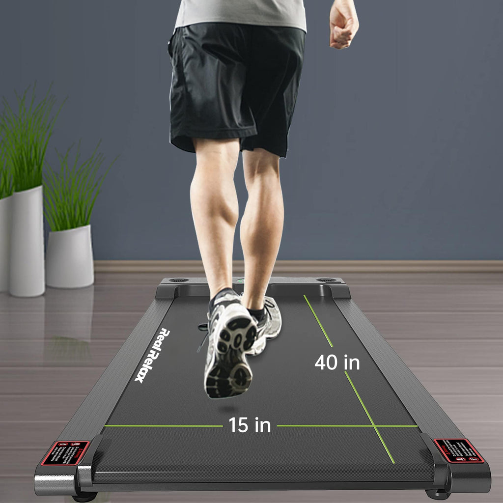 Real Relax Under Desk Treadmill, Slim Walking Pad Space Saving Motorized Treadmill for Home Office Workout, No Installation Required
